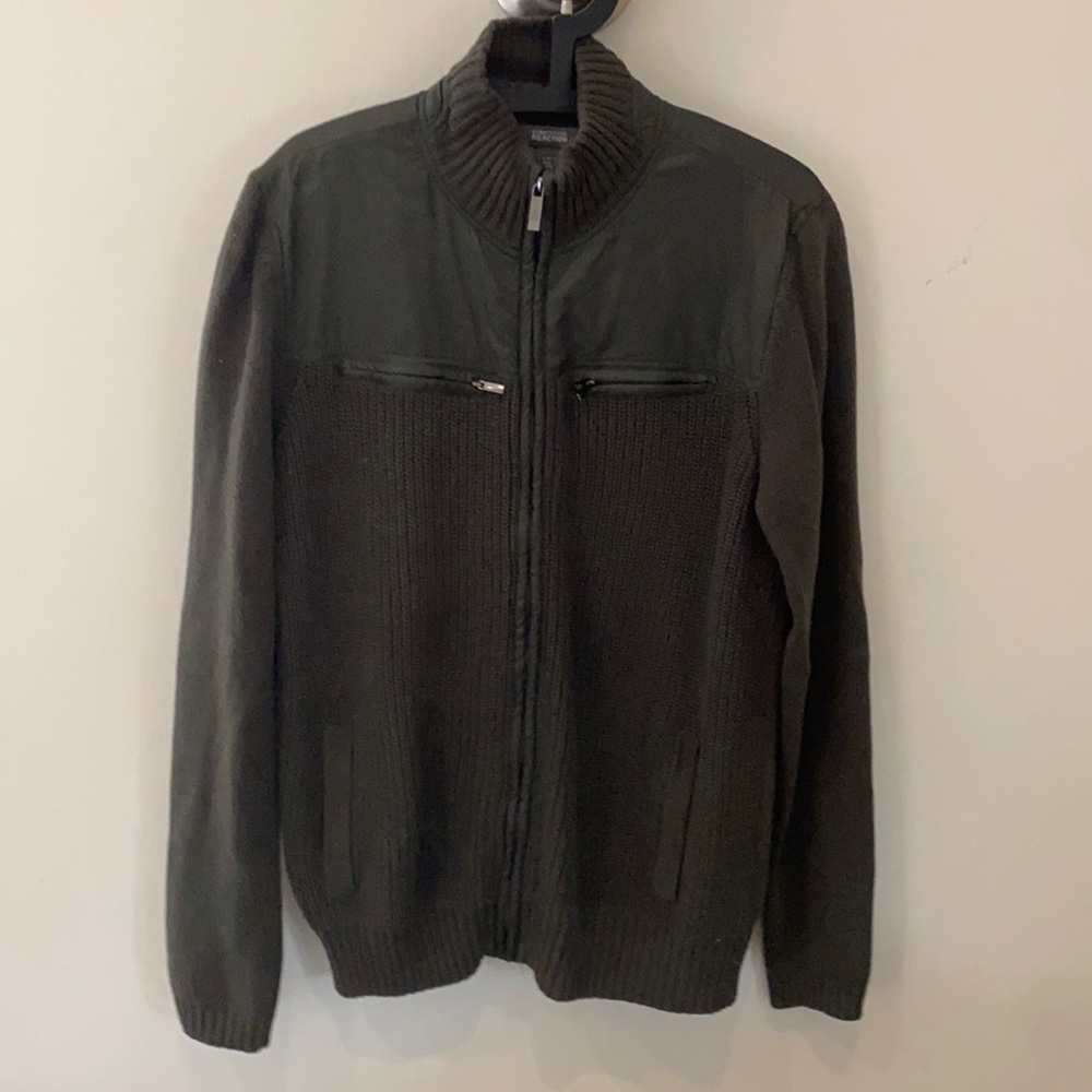 Kenneth Cole Reaction Men’s Zip-up Sweater sz LG, Green